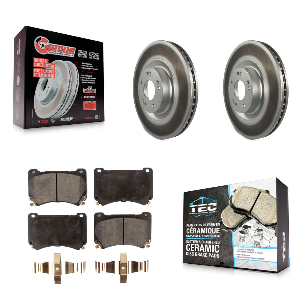 Front Coated Disc Brake Rotors And Ceramic Pads Kit For Hyundai Genesis Equus