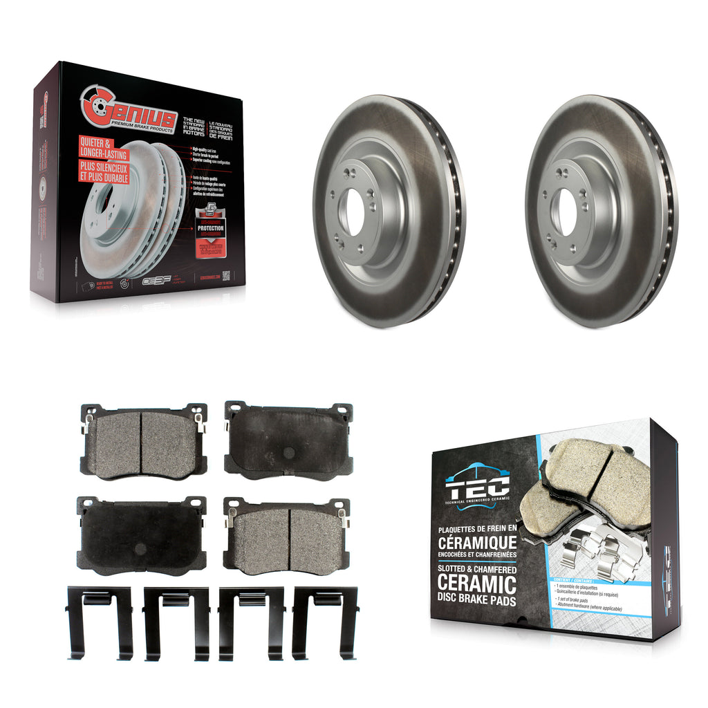 Front Coated Brake Rotor & Ceramic Pad Kit For Hyundai Genesis G80 Kia K900 3.8L
