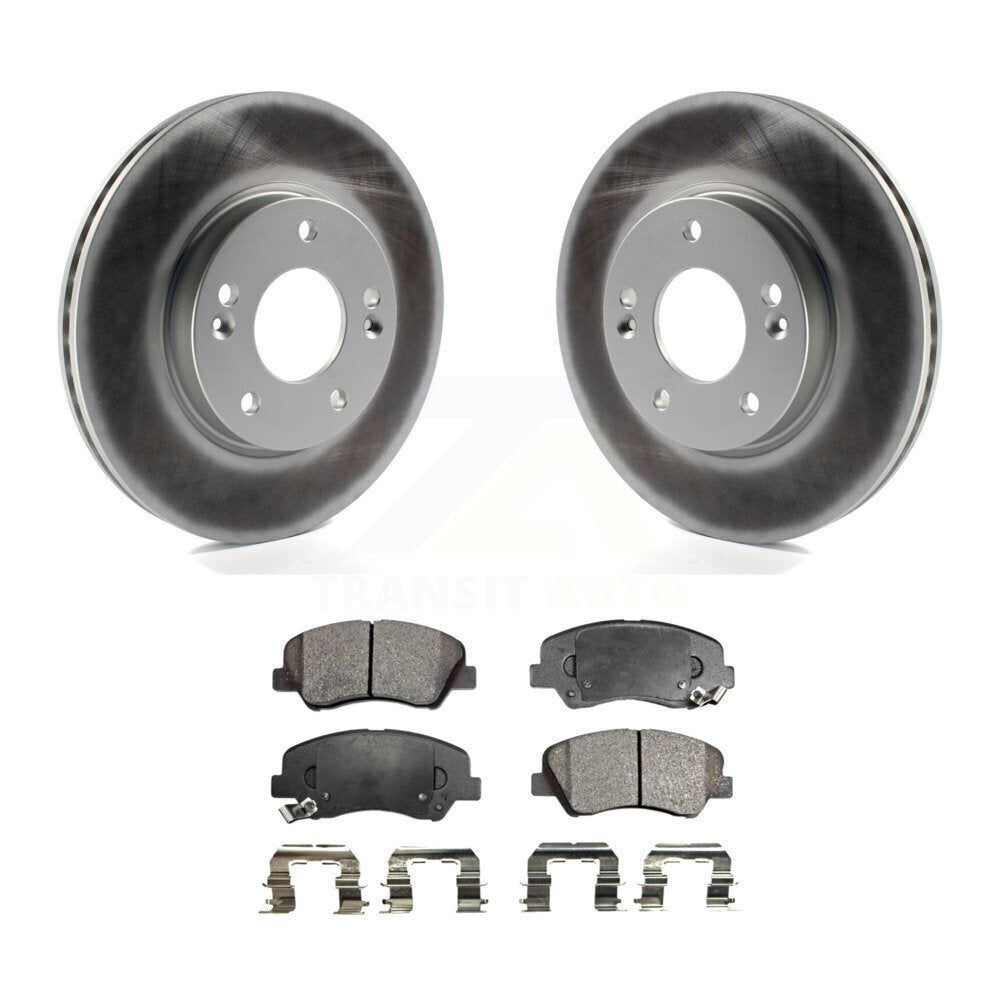 Front Coat Brake Rotor Ceramic Pad Kit For Hyundai Elantra Kia Forte Veloster GT