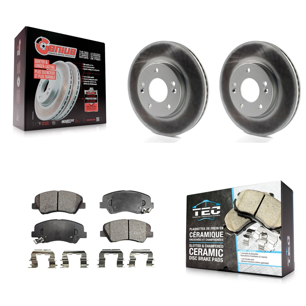 Front Coat Brake Rotor Ceramic Pad Kit For Hyundai Elantra Kia Forte Veloster GT
