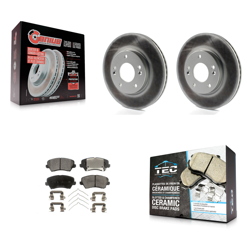 Front Coat Brake Rotor Ceramic Pad Kit For Kia Forte Hyundai Veloster Elantra GT