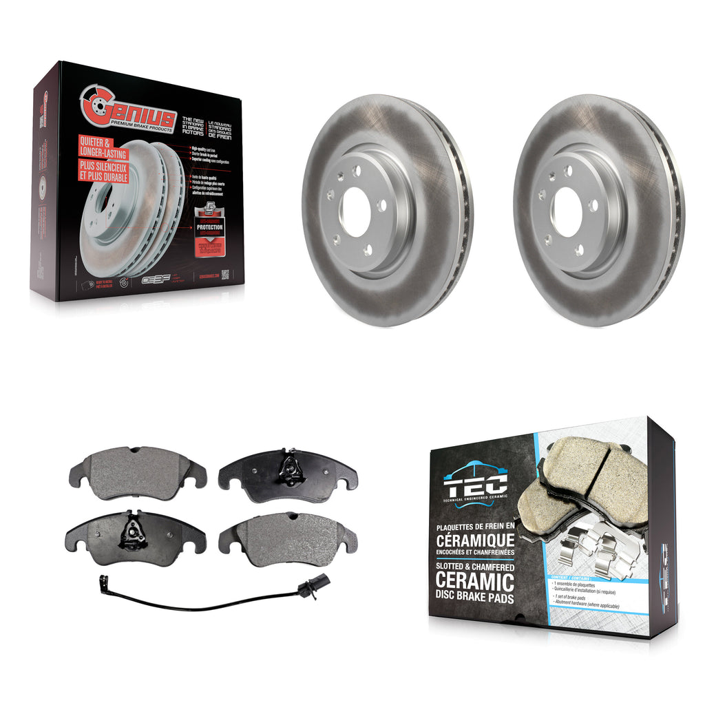 Front Coated Brake Rotor Ceramic Pad Kit For Audi A4 Q5 A5 Quattro A7 allroad A6