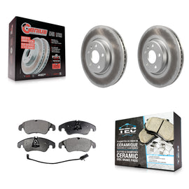 Front Coated Brake Rotor Ceramic Pad Kit For Audi A4 Q5 A5 Quattro A7 allroad A6