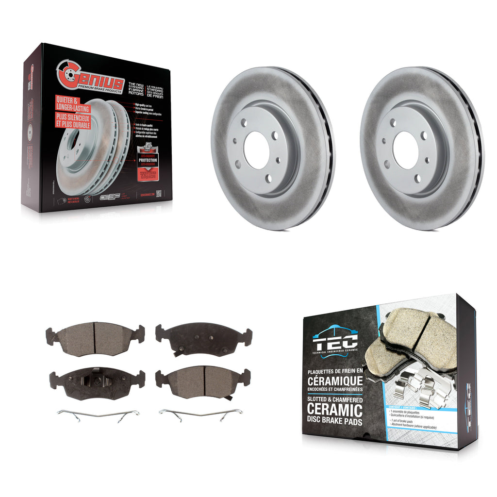 Front Coated Disc Brake Rotors And Ceramic Pads Kit For Fiat 500