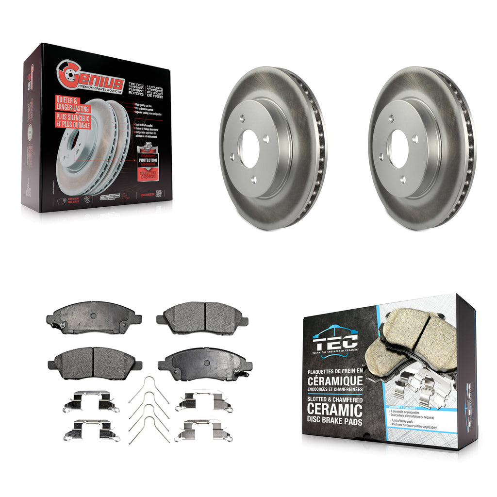 Front Coated Disc Brake Rotors And Ceramic Pads Kit For Nissan Versa Note Micra