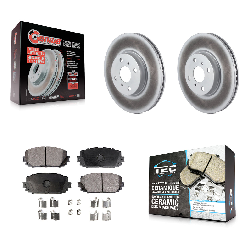 Front Coated Disc Brake Rotors And Ceramic Pads Kit For Toyota Yaris