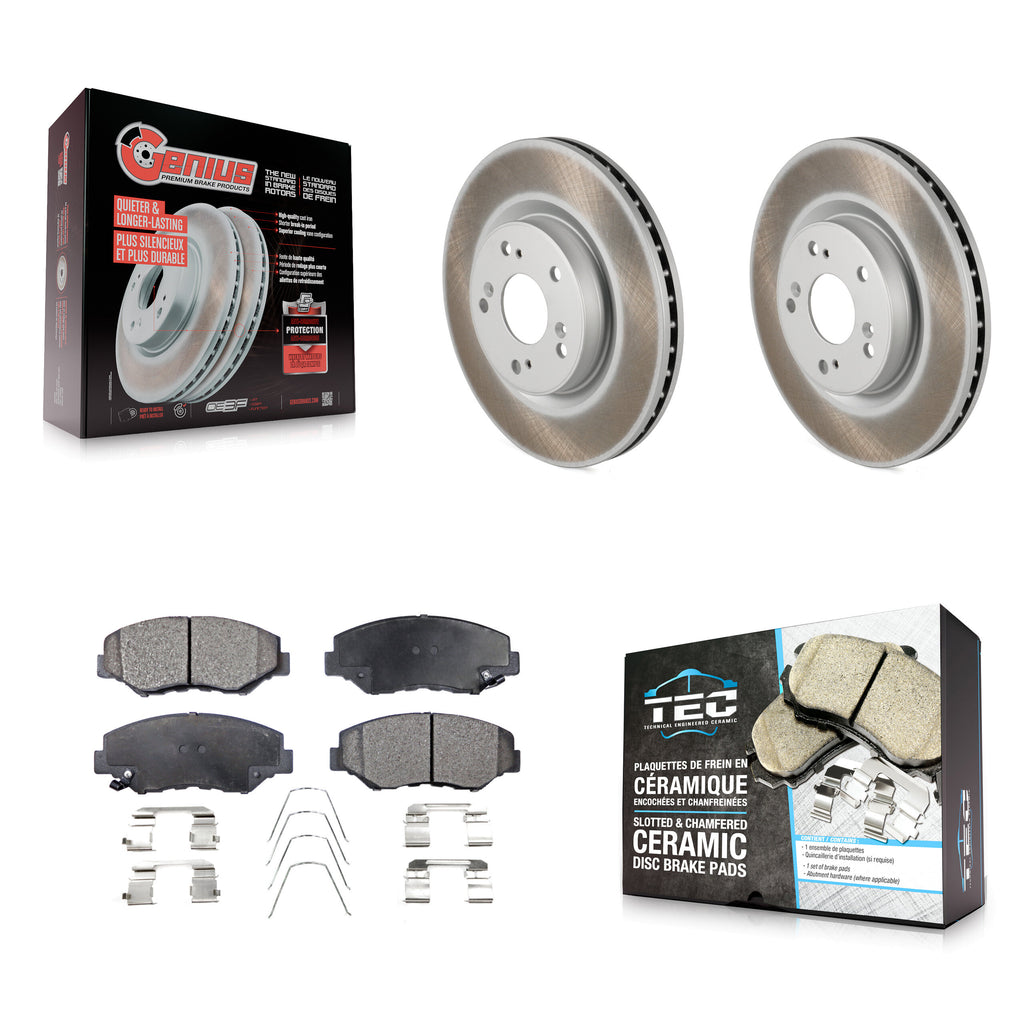 [Front] 2012-2016 Honda CR-V FWD Premium Coated Rotors & Ceramic Pads Brake Kit For Max Braking