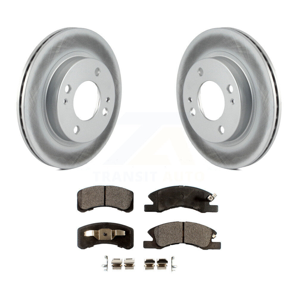 Front Coated Disc Brake Rotors & Ceramic Pad Kit For 2014-2015 Mitsubishi Mirage