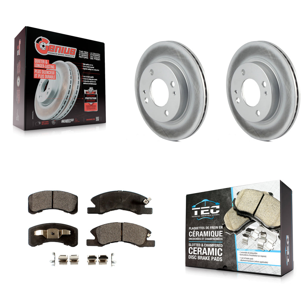 [Front] 2014-2015 Mitsubishi Mirage Premium Coated Rotors & Ceramic Pads Brake Kit For Max Braking