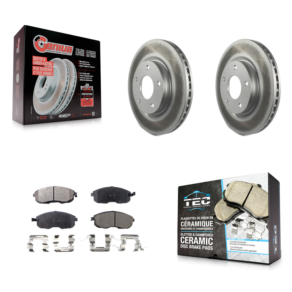 Front Coated Disc Brake Rotors And Ceramic Pads Kit For Nissan Sentra