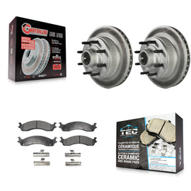 Front Coat Brake Rotor Ceramic Pad Kit For Ford E-350 Super Duty E-250 Econoline