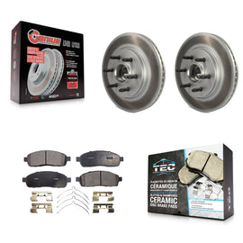 Front Coated Disc Brake Rotor Ceramic Pad Kit For Ford F-150 Lincoln Mark LT RWD