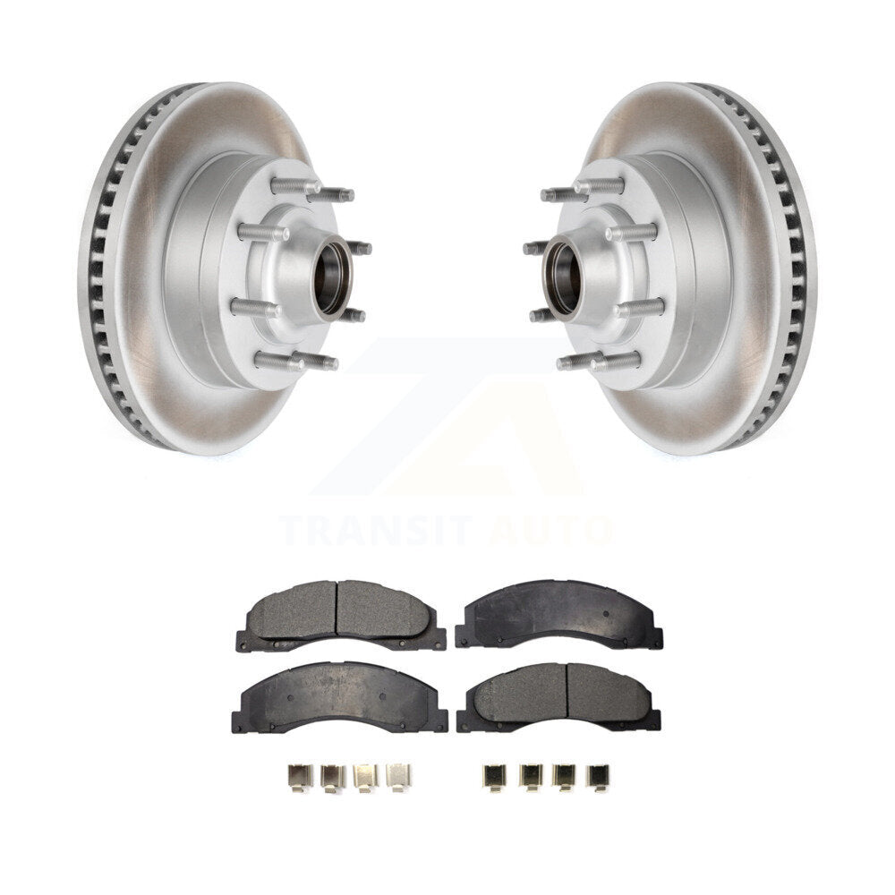 Front Coat Brake Rotor Hub Ceramic Pad Kit For Ford E-350 Super Duty E-250 E-150