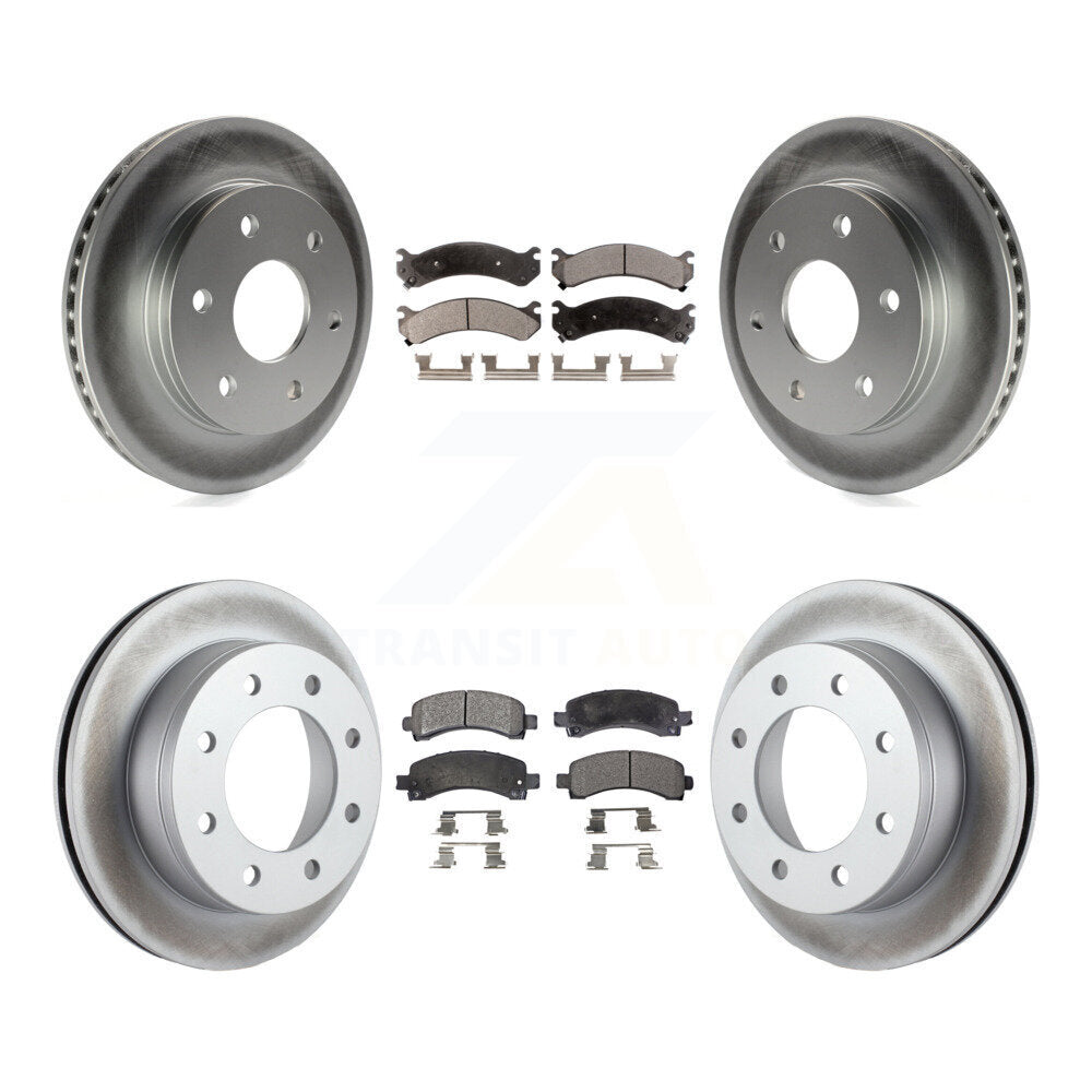 Front Rear Coated Disc Brake Rotors & Ceramic Pad Kit For Chevrolet Express 2500