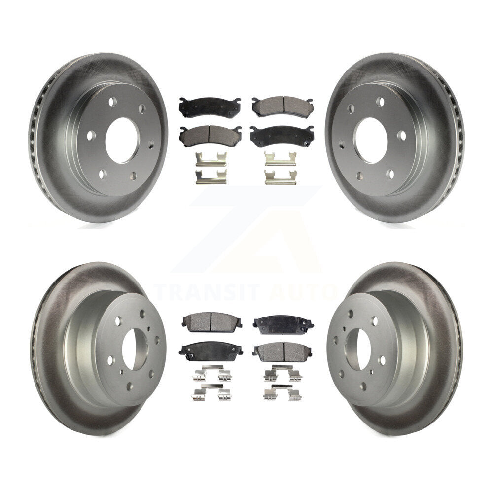 Front Rear Coated Disc Brake Rotors Ceramic Pad Kit For Chevrolet Silverado 1500