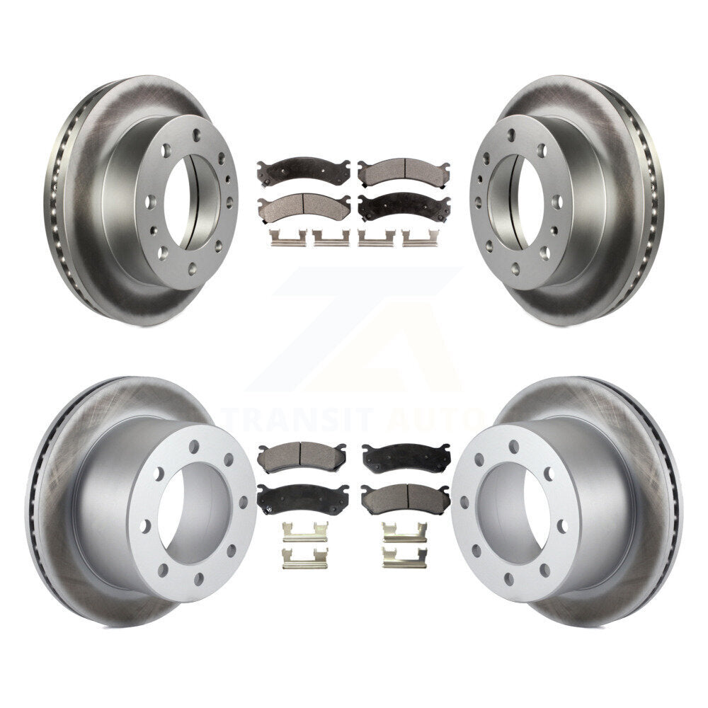 Front Rear Coated Disc Brake Rotor & Ceramic Pad Kit For GMC Sierra 3500 Classic