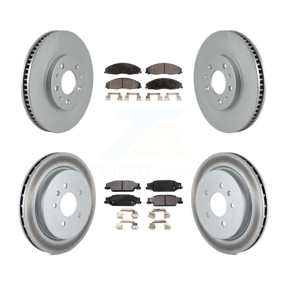 Front Rear Coated Disc Brake Rotors And Ceramic Pads Kit For Cadillac CTS