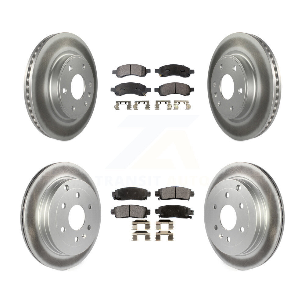 Front Rear Coated Brake Rotors Ceramic Pad Kit For Chevrolet Traverse GMC Acadia