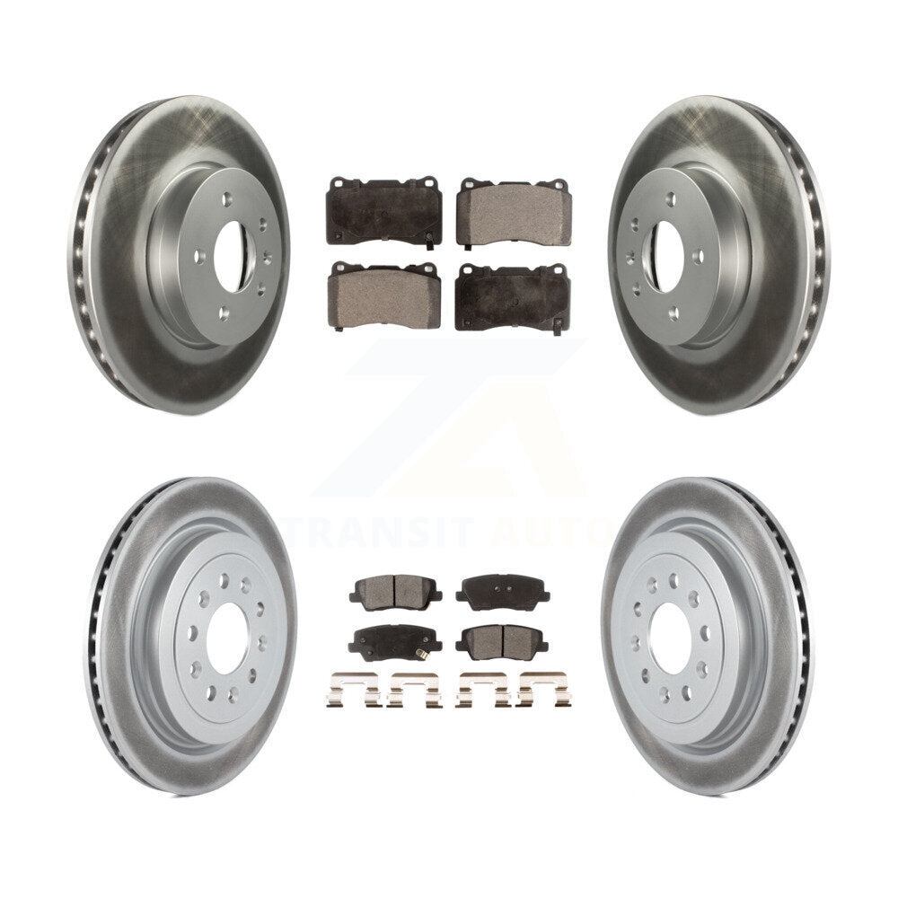 Front Rear Coated Disc Brake Rotors And Ceramic Pads Kit For Cadillac ATS