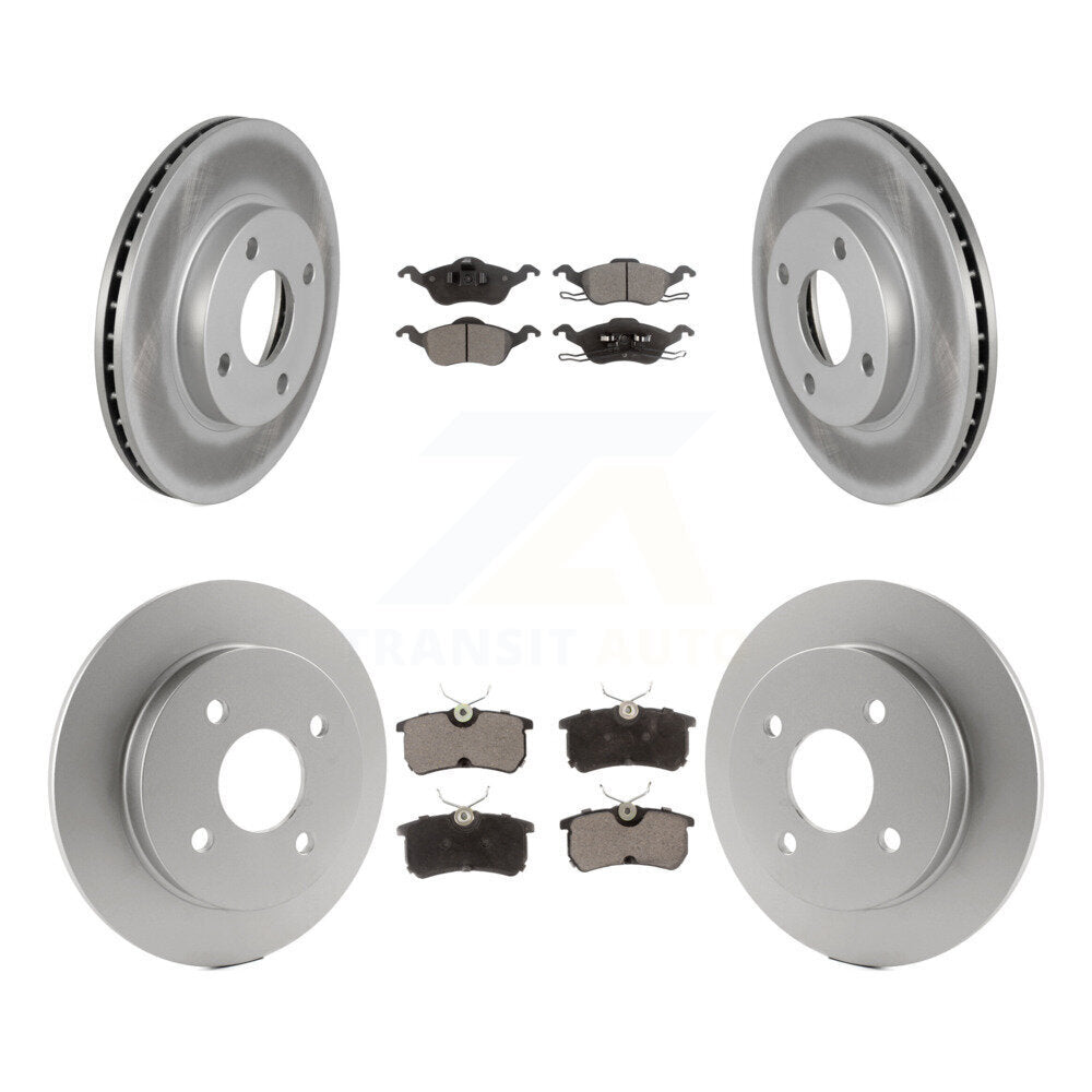 Front Rear Coated Disc Brake Rotors And Ceramic Pads Kit For Ford Focus