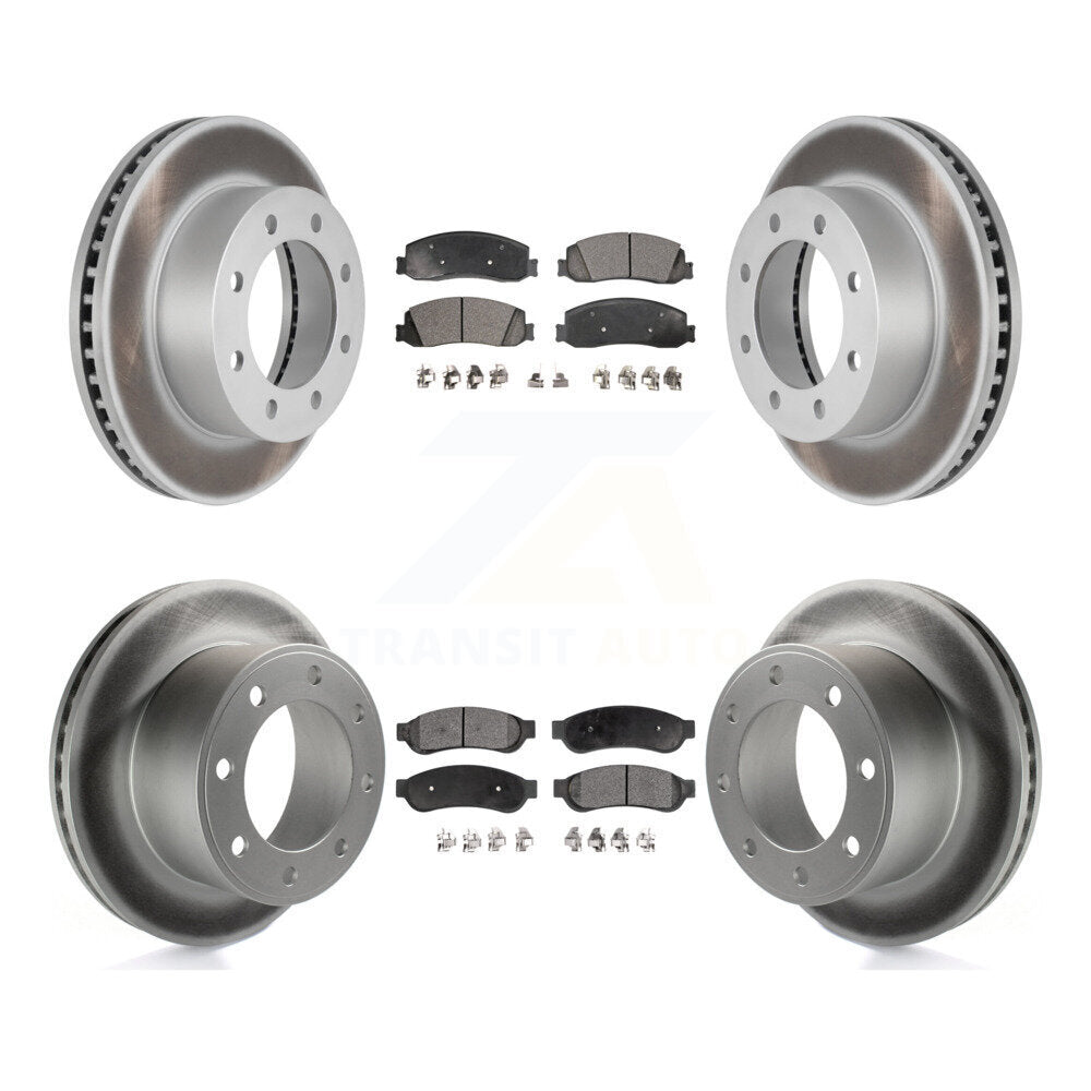 Front Rear Coat Brake Rotors Ceramic Pad Kit For Ford F-250 Super Duty F-350 4WD