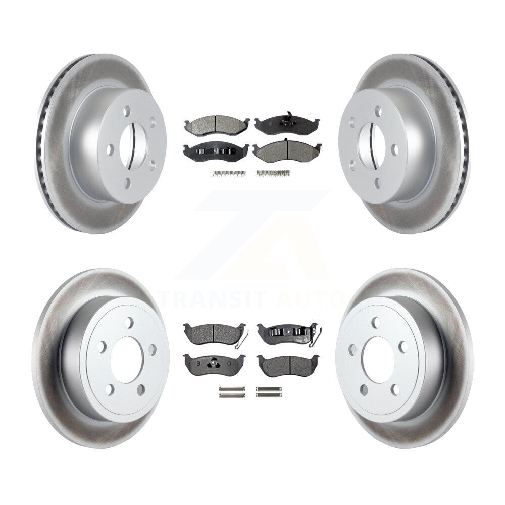 Front Rear Coated Disc Brake Rotors And Ceramic Pads Kit For Jeep Wrangler TJ