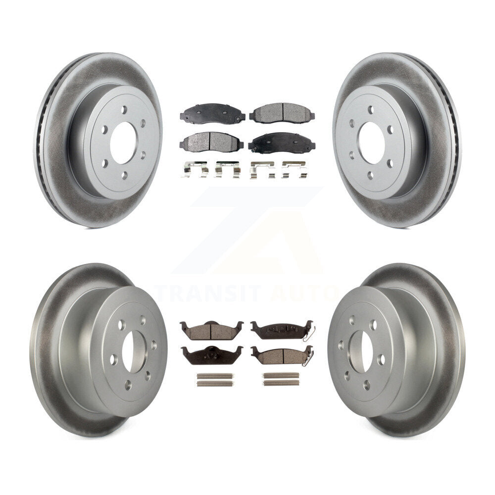 [Front+Rear] 2003-2004 Dodge Dakota Premium Coated Rotors & Ceramic Pads Brake Kit For Max Braking