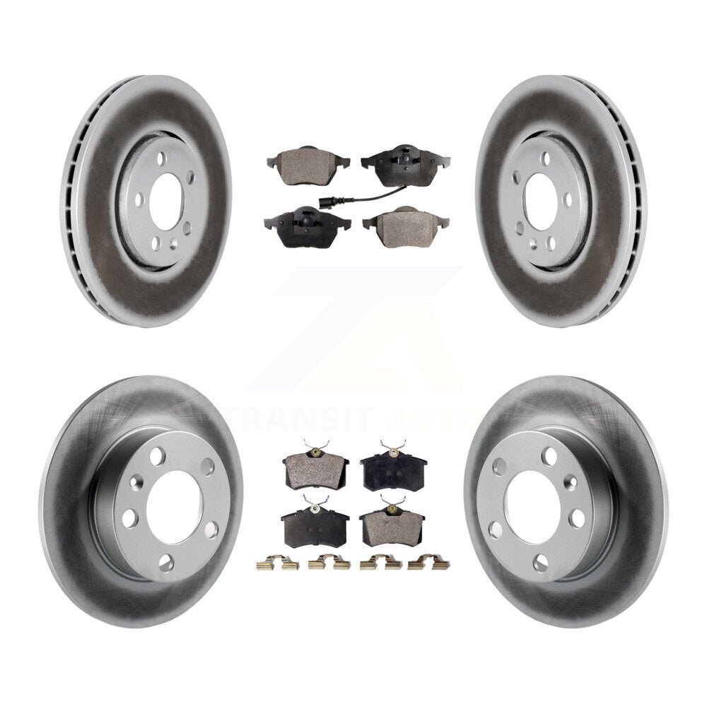Front Rear Coated Brake Rotor & Ceramic Pad Kit For Volkswagen Beetle Jetta Golf