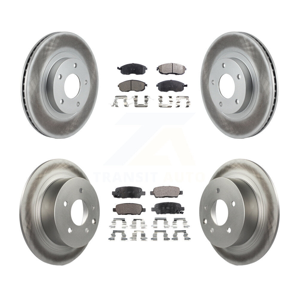 Front Rear Coated Disc Brake Rotors And Ceramic Pads Kit For Nissan Altima