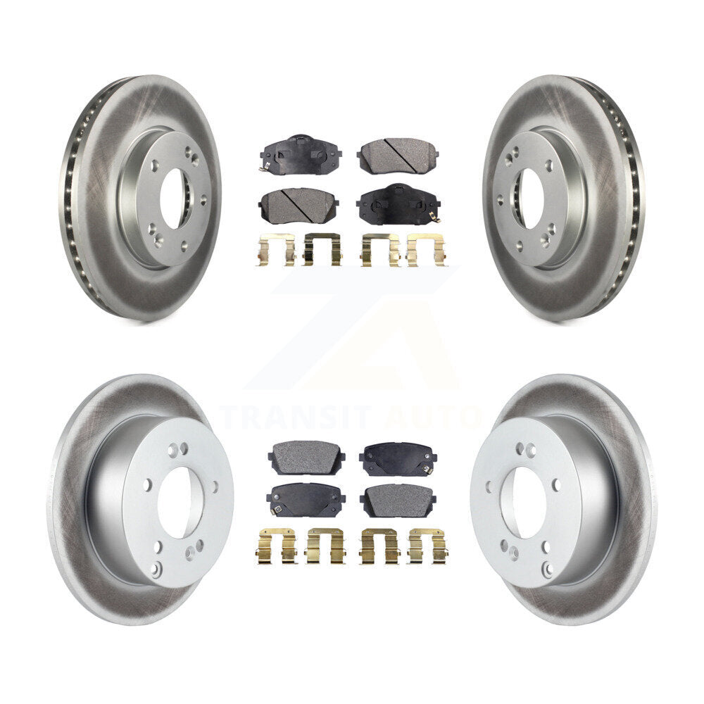 [Front+Rear] 2007-2009 Kia Rondo Premium Coated Rotors & Ceramic Pads Brake Kit For Max Braking