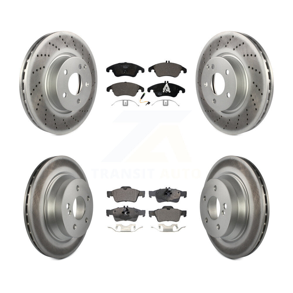 Front Rear Coated Disc Brake Rotor & Ceramic Pad Kit For Mercedes-Benz E350 E400