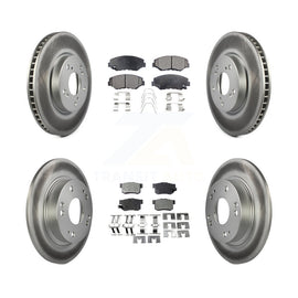 Front Rear Coated Disc Brake Rotors And Ceramic Pads Kit For Honda Civic
