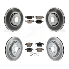 Front Rear Coated Disc Brake Rotors And Ceramic Pads Kit For Volvo XC90
