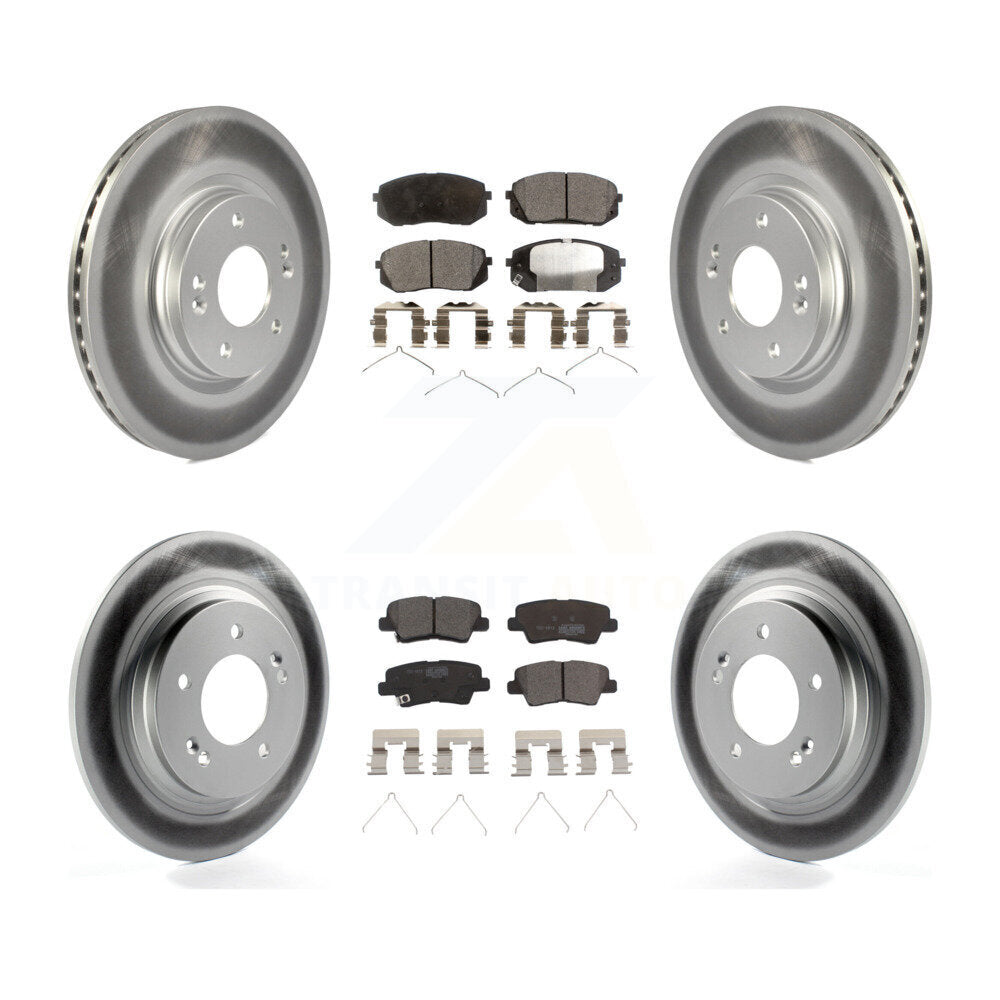 Front Rear Coated Disc Brake Rotors And Ceramic Pads Kit For Kia Optima