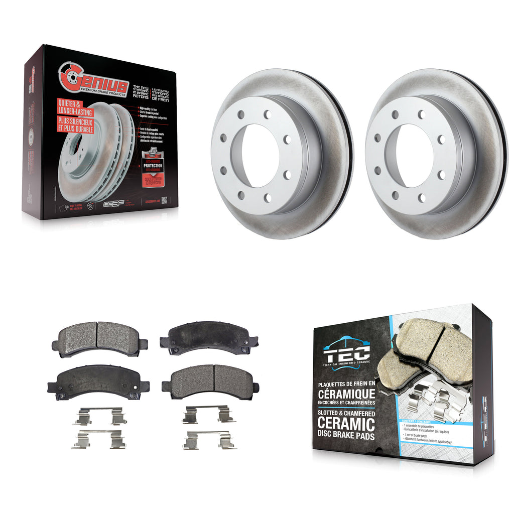 Rear Coat Brake Rotor Ceramic Pad Kit For Chevrolet Express 2500 GMC 3500 Savana
