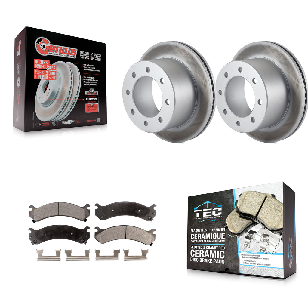 Rear Coat Brake Rotor Ceramic Pad Kit For Chevrolet Silverado 3500 HD GMC Sierra