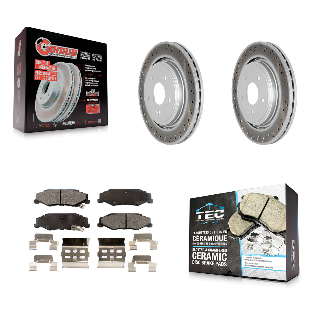 Rear Coated Disc Brake Rotor Ceramic Pad Kit For Chevrolet Corvette Cadillac XLR