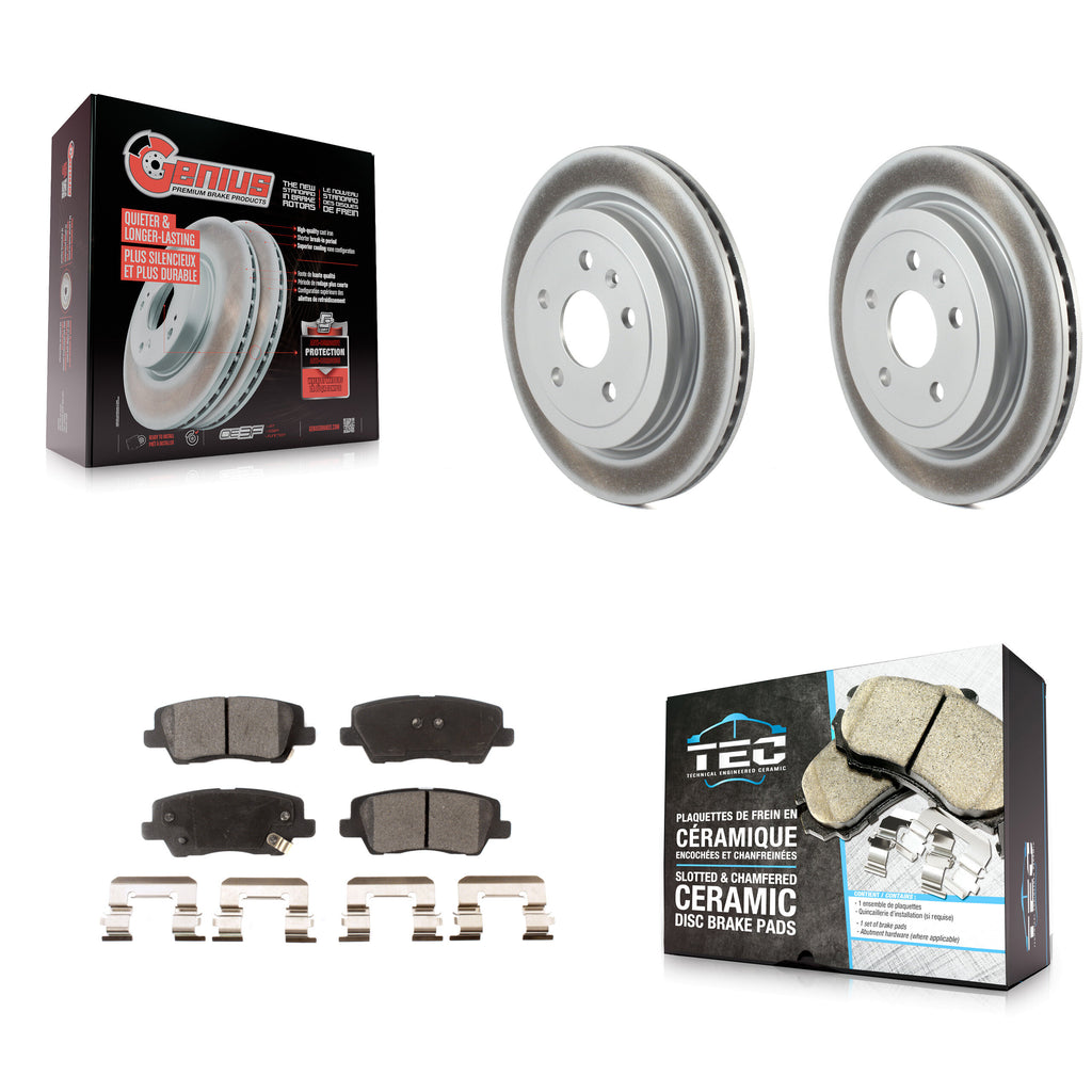 Rear Coated Disc Brake Rotors And Ceramic Pads Kit For Cadillac CTS