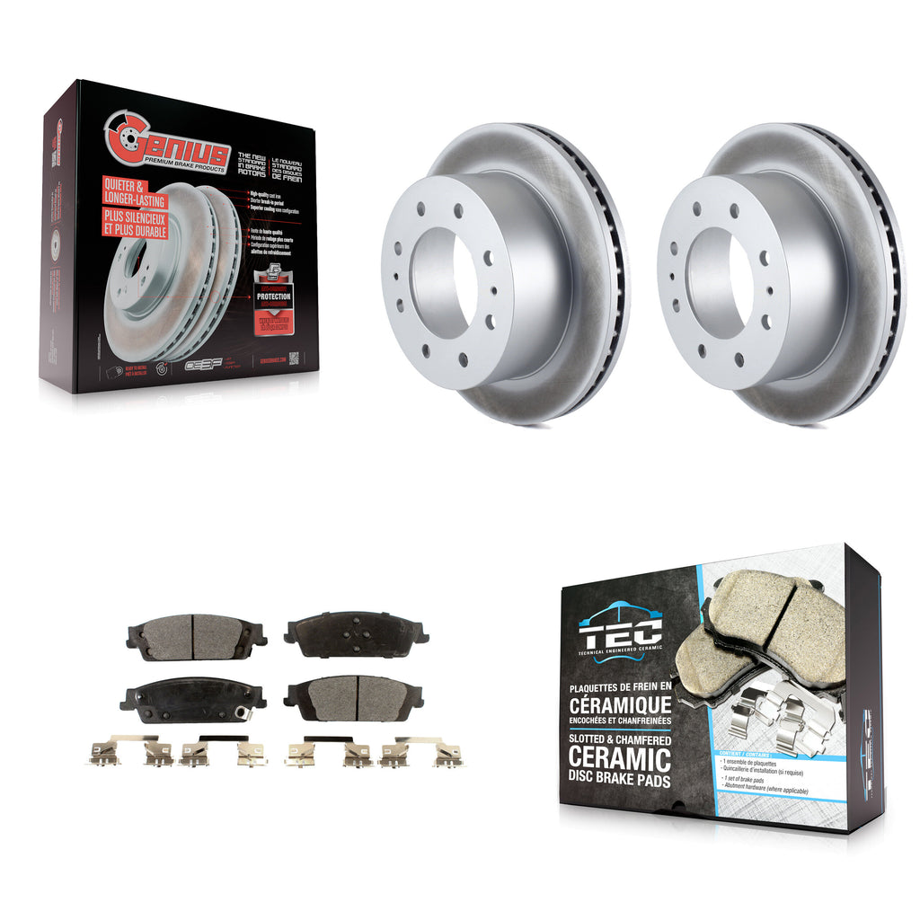 Rear Coated Disc Brake Rotors And Ceramic Pads Kit For Chevrolet Suburban