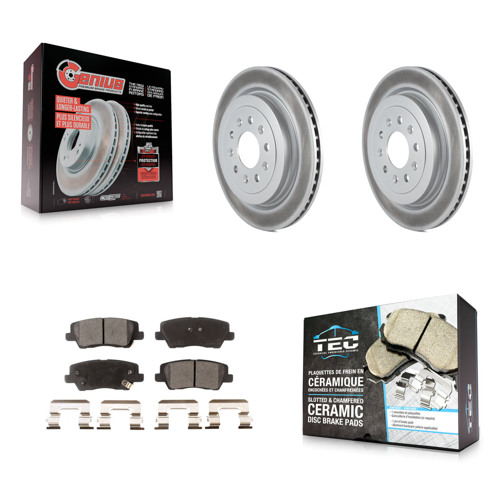 Rear Coated Disc Brake Rotors And Ceramic Pads Kit For Cadillac ATS