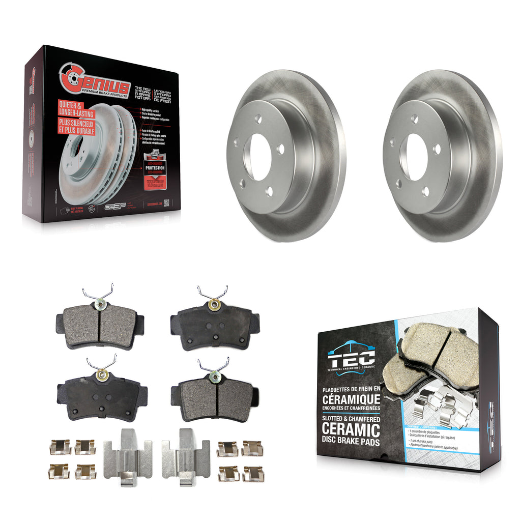 Rear Coated Disc Brake Rotors And Ceramic Pads Kit For Ford Mustang
