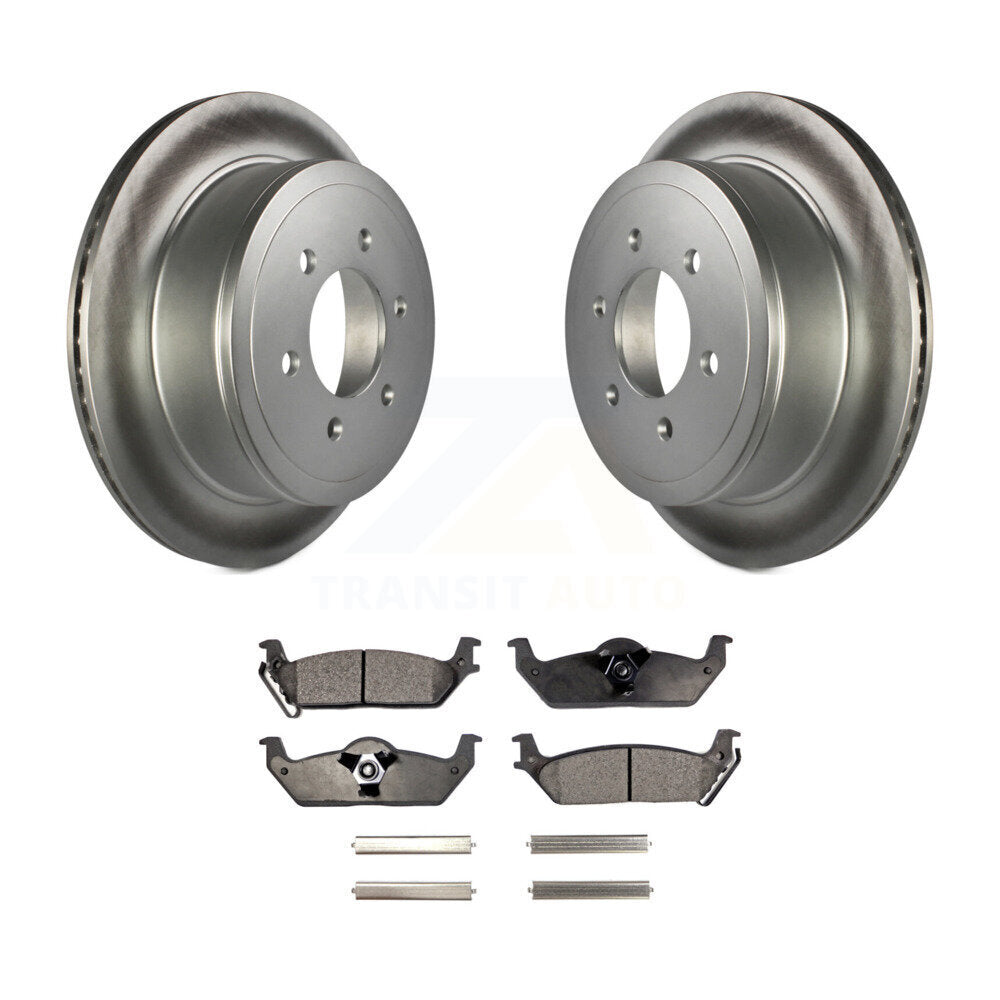 Rear Coated Disc Brake Rotors And Ceramic Pad Kit For Ford F-150 Lincoln Mark LT