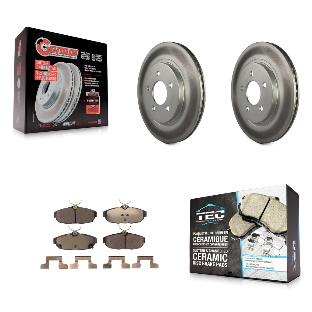 Rear Coated Disc Brake Rotors And Ceramic Pads Kit For Ford Mustang