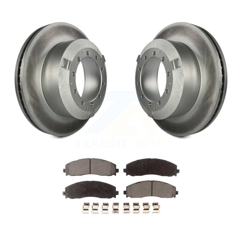 Rear Coated Brake Rotors Ceramic Pad Kit For Ford F-350 Super Duty Cab & Chassis