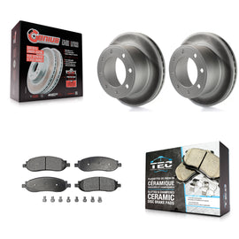 Rear Coat Brake Rotors Ceramic Pad Kit For 2005-2007 Ford F-250 Super Duty F-350