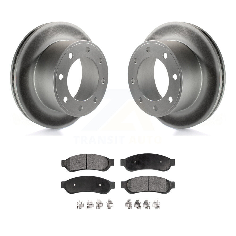 Rear Coated Disc Brake Rotor And Ceramic Pad Kit For Ford F-250 Super Duty F-350