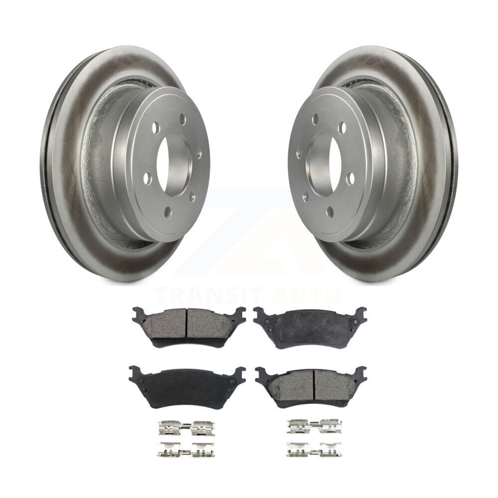 Rear Coated Disc Brake Rotors And Ceramic Pads Kit For Ford F-150