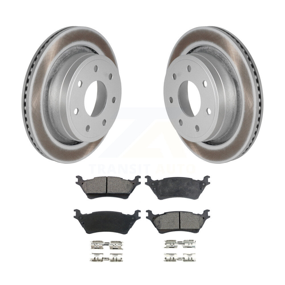 Rear Coat Brake Rotor Ceramic Pad Kit For 2012-2014 Ford F-150 With 7 Lug Wheels