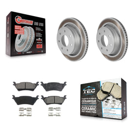 [Rear] 12-14 Ford F-150 With 7 Lug Wheels Premium Coated Rotors & Ceramic Pads Brake Kit For Max Braking