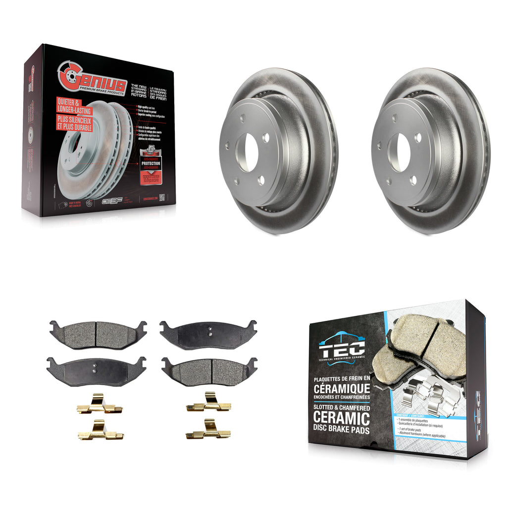 Rear Coated Brake Rotor Ceramic Pad Kit For Ram 1500 Dodge Durango Classic Aspen